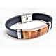 Herrenarmband Leder schwarz mit Bernstein CW146