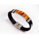 Herrenarmband Leder schwarz mit Bernstein CW146