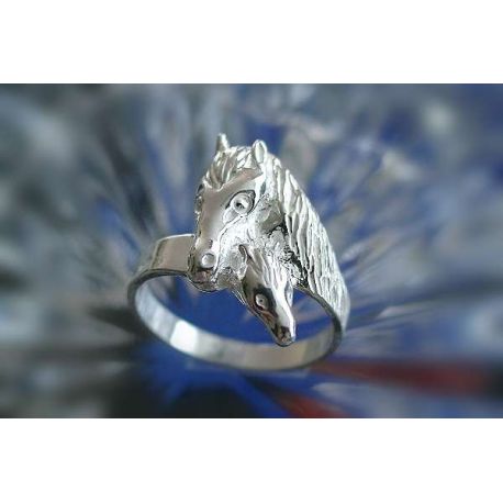 Pferdekopf Ring Silber 925  Silberschmuck VQ